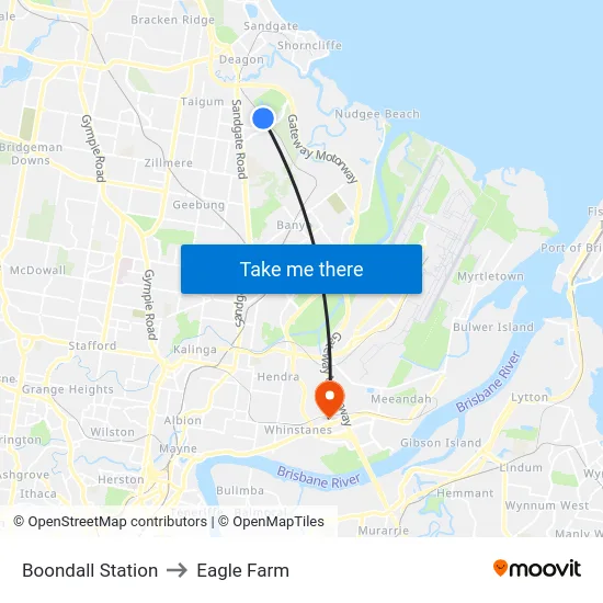 Boondall Station to Eagle Farm map