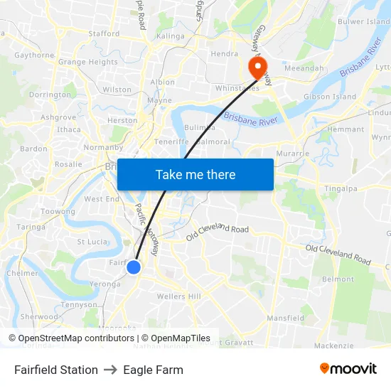 Fairfield Station to Eagle Farm map