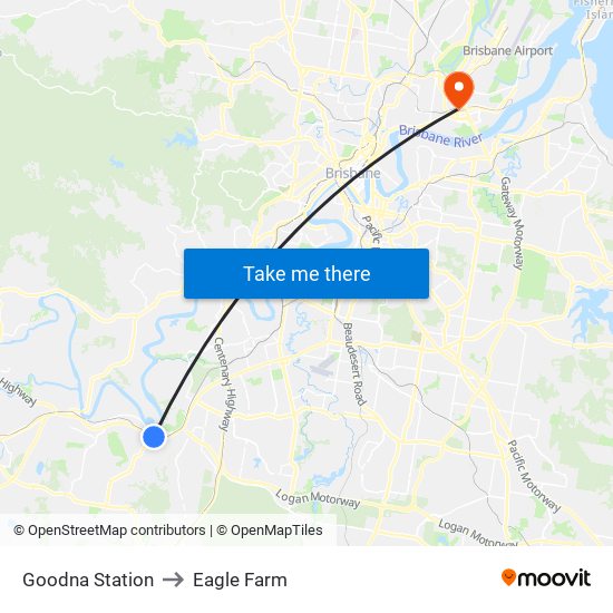 Goodna Station to Eagle Farm map