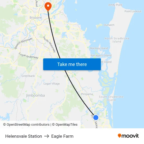 Helensvale Station to Eagle Farm map