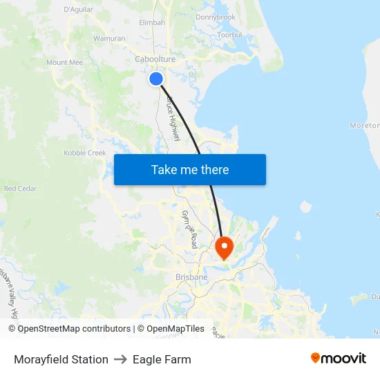 Morayfield Station to Eagle Farm map