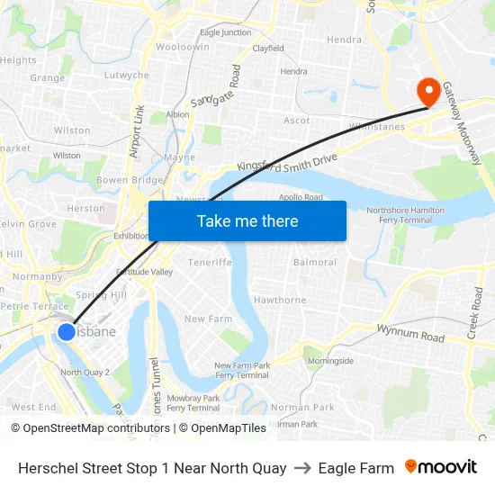 Herschel Street Stop 1 Near North Quay to Eagle Farm map