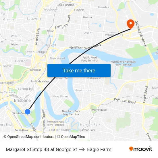 Margaret St Stop 93 at George St to Eagle Farm map