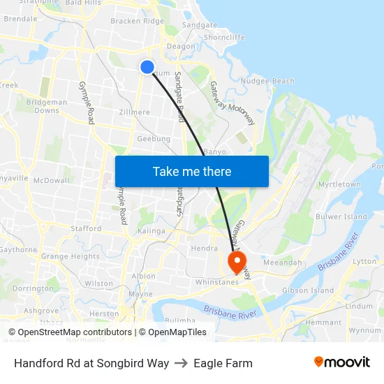 Handford Rd at Songbird Way to Eagle Farm map