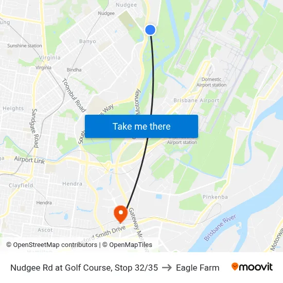 Nudgee Rd at Golf Course, Stop 32/35 to Eagle Farm map