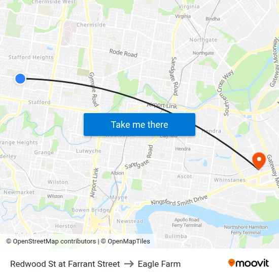 Redwood St at Farrant Street to Eagle Farm map