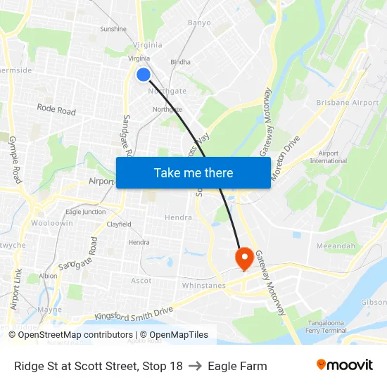 Ridge St at Scott Street, Stop 18 to Eagle Farm map