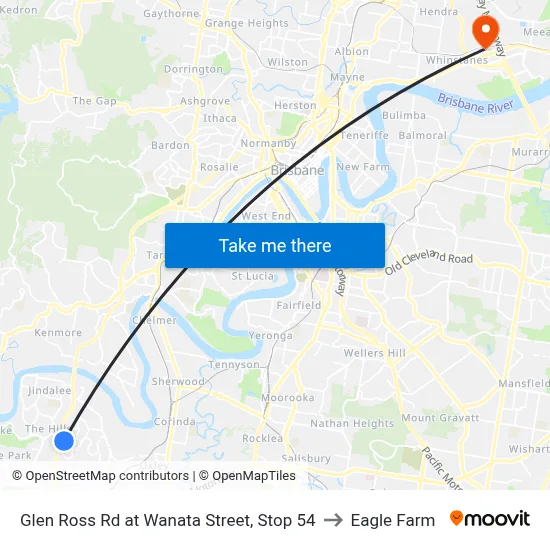 Glen Ross Rd at Wanata Street, Stop 54 to Eagle Farm map