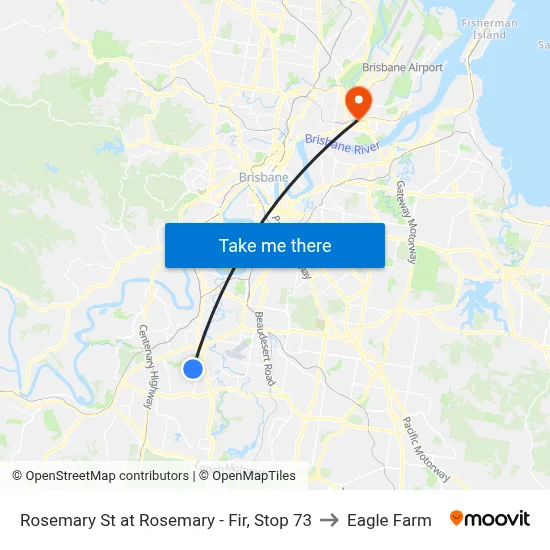 Rosemary St at Rosemary - Fir, Stop 73 to Eagle Farm map