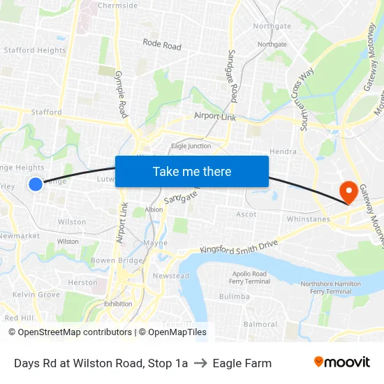 Days Rd at Wilston Road, Stop 1a to Eagle Farm map