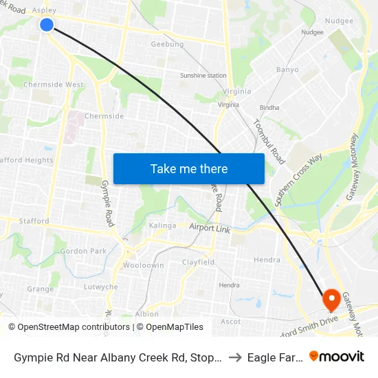 Gympie Rd Near Albany Creek Rd, Stop 42 to Eagle Farm map