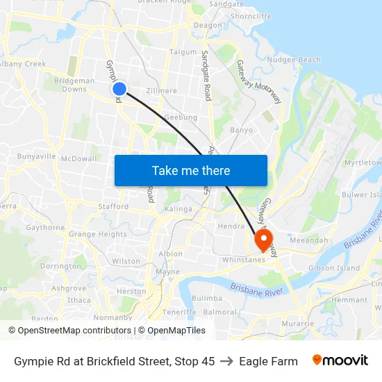 Gympie Rd at Brickfield Street, Stop 45 to Eagle Farm map