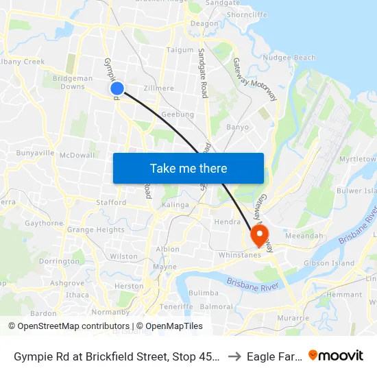 Gympie Rd at Brickfield Street, Stop 45/44 to Eagle Farm map