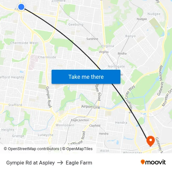 Gympie Rd at Aspley to Eagle Farm map