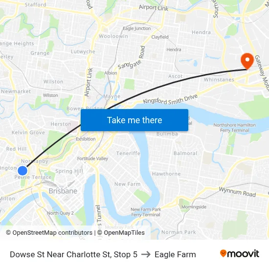 Dowse St Near Charlotte St, Stop 5 to Eagle Farm map