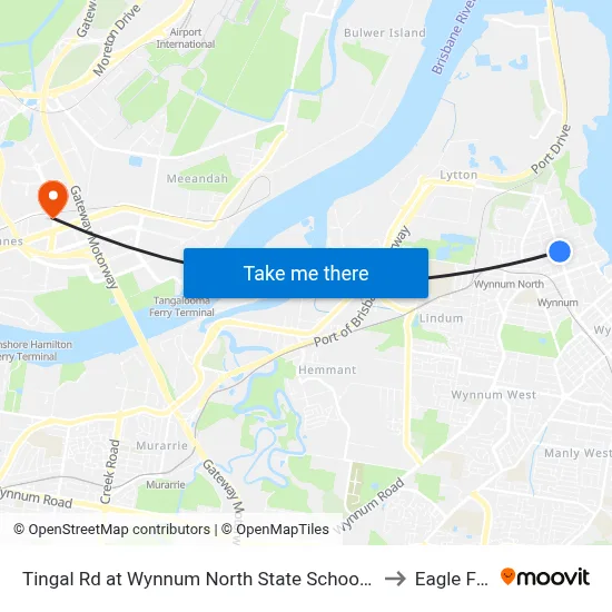 Tingal Rd at Wynnum North State School, Stop 10/5 to Eagle Farm map