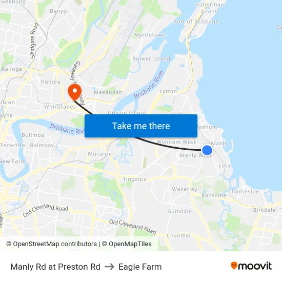 Manly Rd at Preston Rd to Eagle Farm map