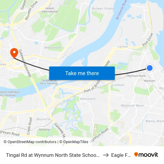 Tingal Rd at Wynnum North State School, Stop 10/5 to Eagle Farm map