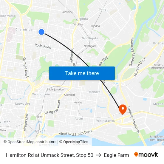 Hamilton Rd at Unmack Street, Stop 50 to Eagle Farm map