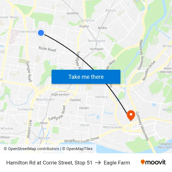Hamilton Rd at Corrie Street, Stop 51 to Eagle Farm map