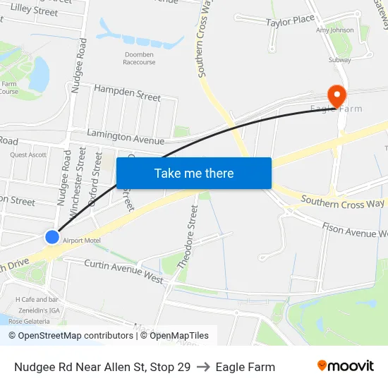 Nudgee Rd Near Allen St, Stop 29 to Eagle Farm map
