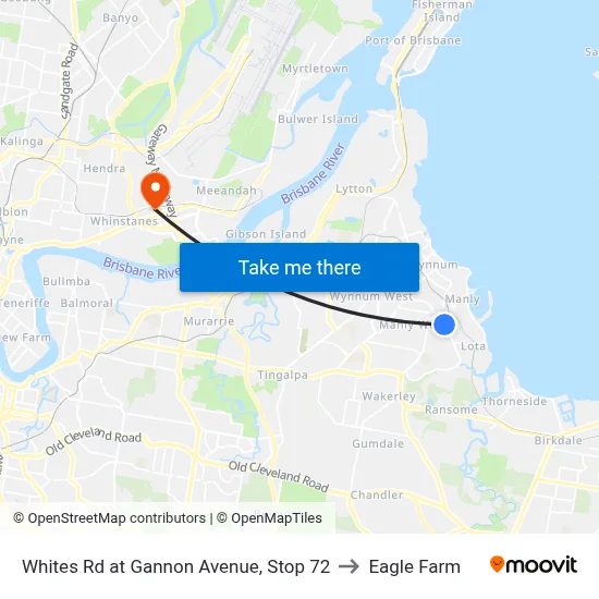Whites Rd at Gannon Avenue, Stop 72 to Eagle Farm map