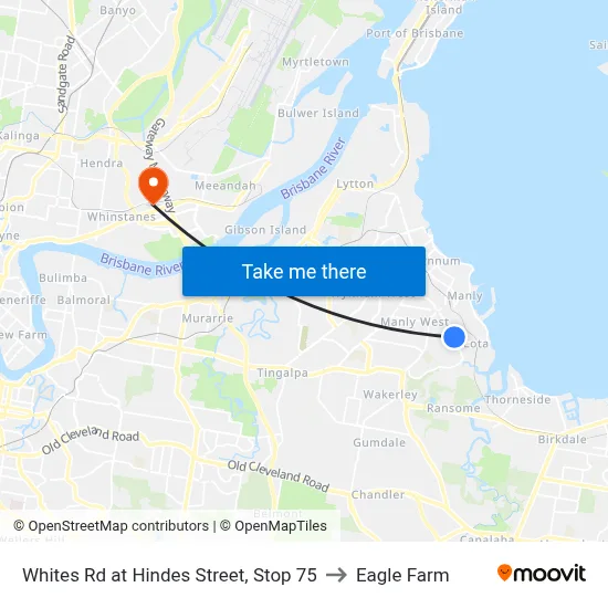 Whites Rd at Hindes Street, Stop 75 to Eagle Farm map
