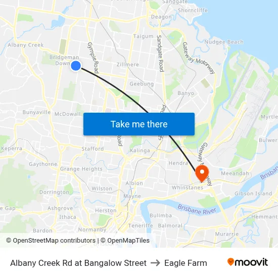 Albany Creek Rd at Bangalow Street to Eagle Farm map
