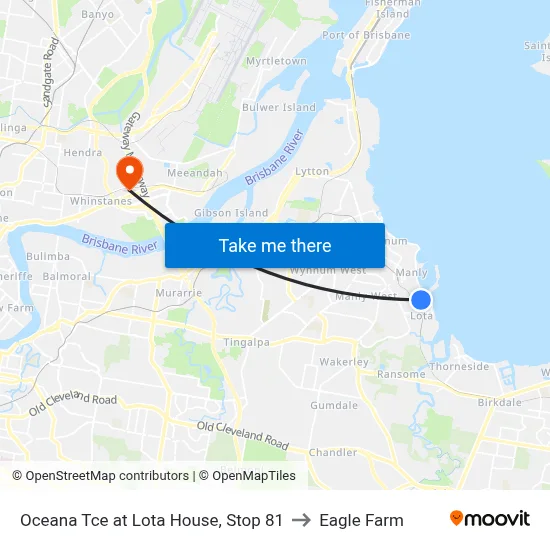 Oceana Tce at Lota House, Stop 81 to Eagle Farm map