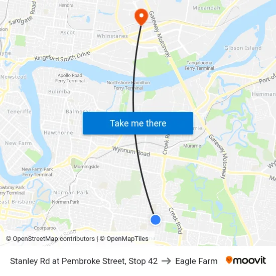 Stanley Rd at Pembroke Street, Stop 42 to Eagle Farm map