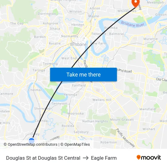 Douglas St at Douglas St Central to Eagle Farm map