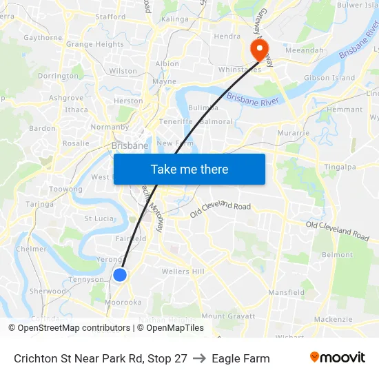 Crichton St Near Park Rd, Stop 27 to Eagle Farm map