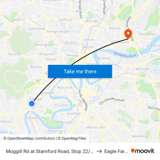 Moggill Rd at Stamford Road, Stop 22/23 to Eagle Farm map