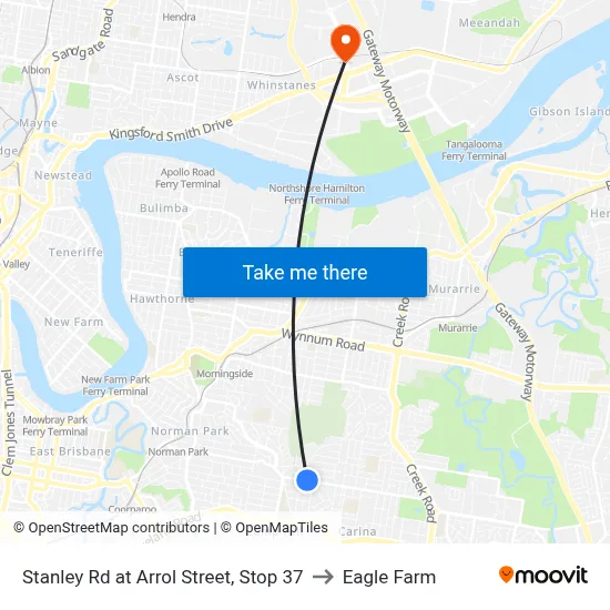 Stanley Rd at Arrol Street, Stop 37 to Eagle Farm map