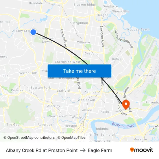 Albany Creek Rd at Preston Point to Eagle Farm map