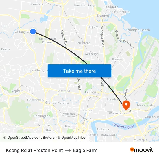 Keong Rd at Preston Point to Eagle Farm map