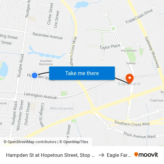 Hampden St at Hopetoun Street, Stop 30 to Eagle Farm map