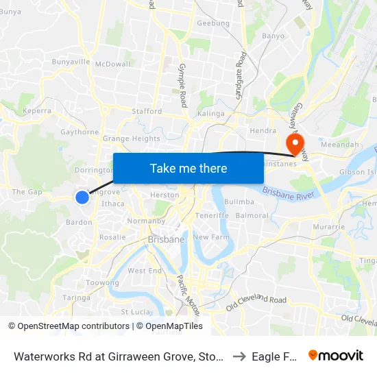 Waterworks Rd at Girraween Grove, Stop 21/22 to Eagle Farm map