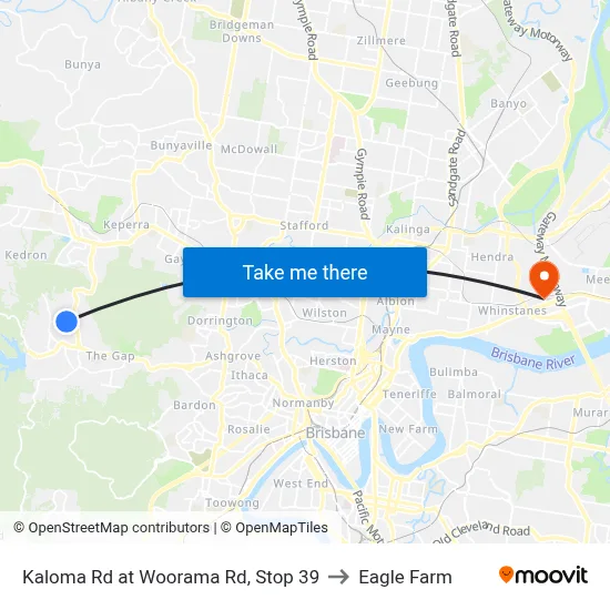 Kaloma Rd at Woorama Rd, Stop 39 to Eagle Farm map