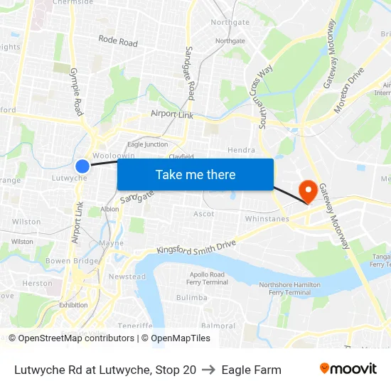 Lutwyche Rd at Lutwyche, Stop 20 to Eagle Farm map