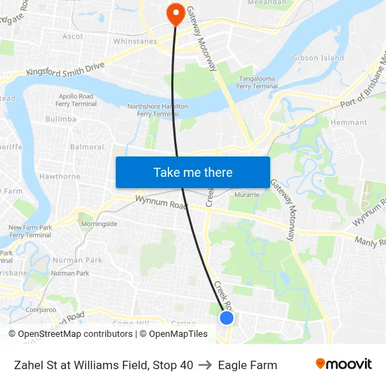 Zahel St at Williams Field, Stop 40 to Eagle Farm map
