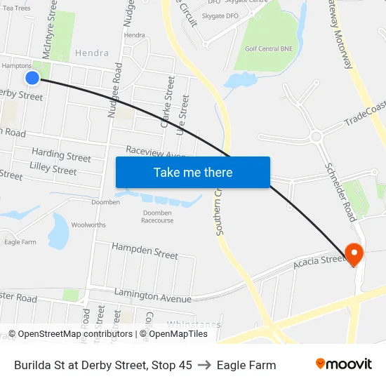 Burilda St at Derby Street, Stop 45 to Eagle Farm map