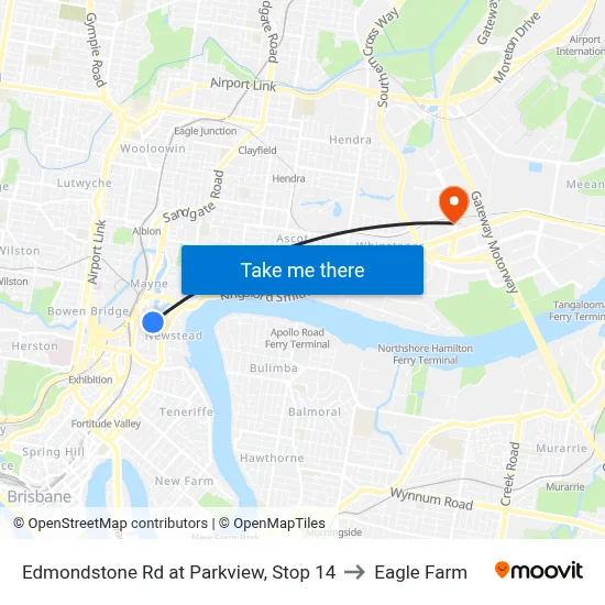 Edmondstone Rd at Parkview, Stop 14 to Eagle Farm map