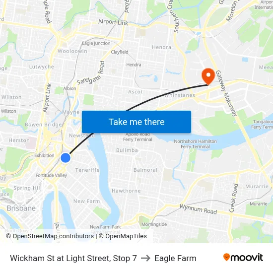 Wickham St at Light Street, Stop 7 to Eagle Farm map