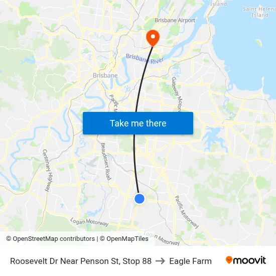 Roosevelt Dr Near Penson St, Stop 88 to Eagle Farm map