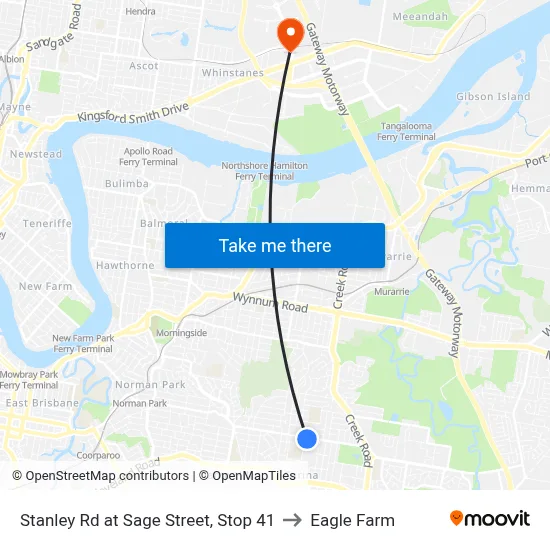 Stanley Rd at Sage Street, Stop 41 to Eagle Farm map