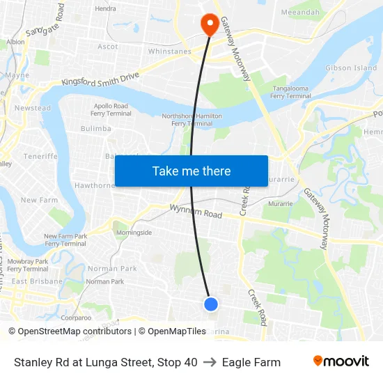 Stanley Rd at Lunga Street, Stop 40 to Eagle Farm map