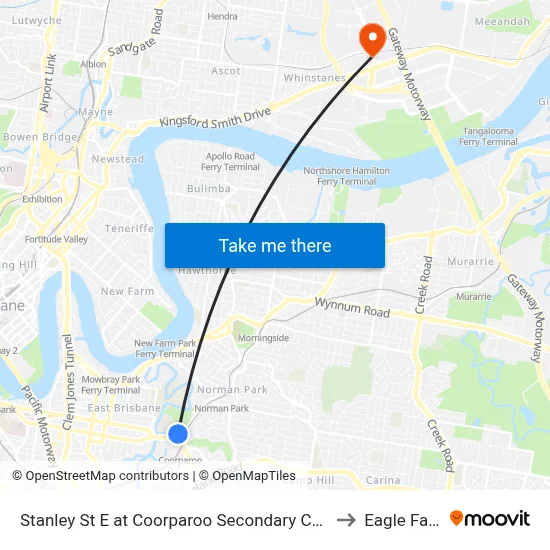 Stanley St E at Coorparoo Secondary College to Eagle Farm map