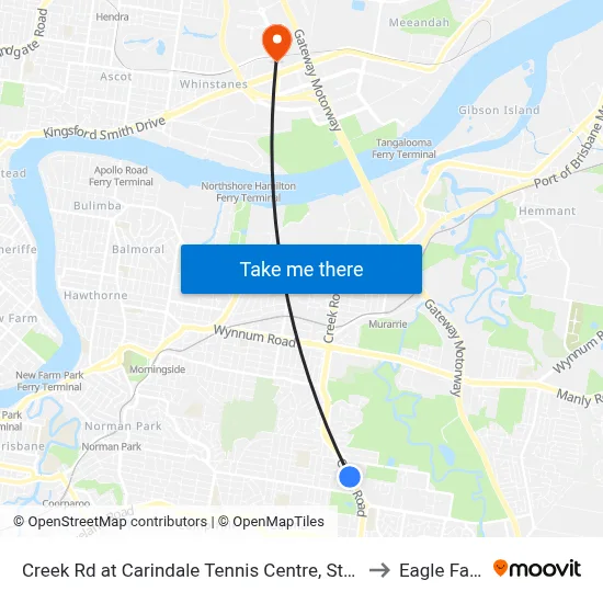 Creek Rd at Carindale Tennis Centre, Stop 46 to Eagle Farm map
