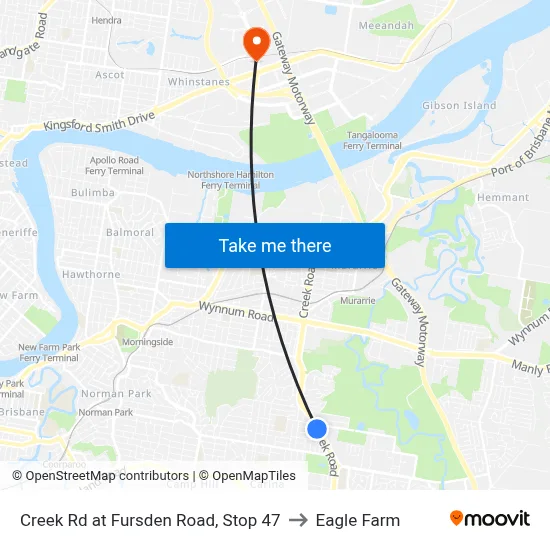 Creek Rd at Fursden Road, Stop 47 to Eagle Farm map